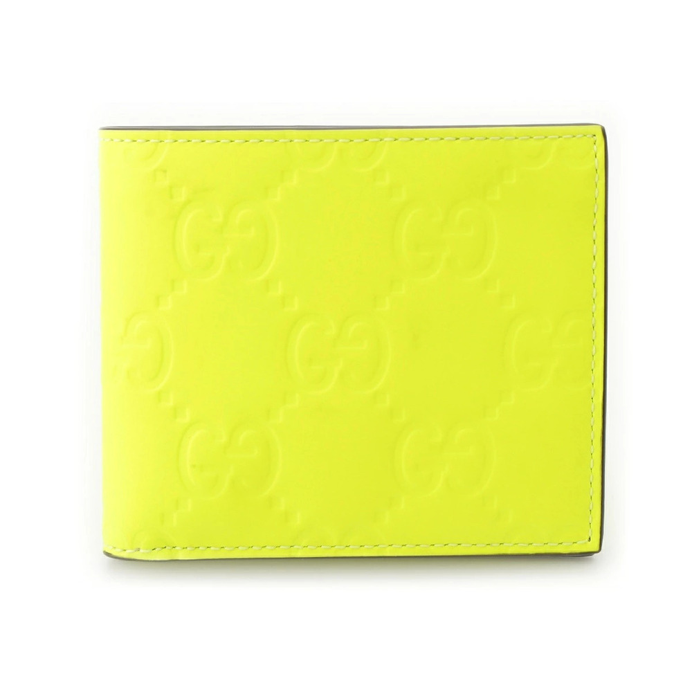 Gucci Leather GG Effect Compact Wallet Bi fold Yellow